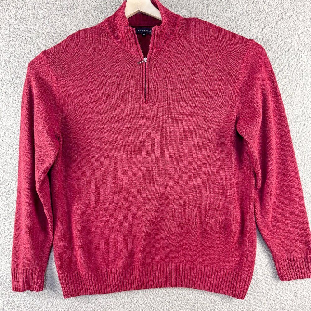 Emi Maglia Sweater Mens XL Red Wool Cashmere‎ Blend Preppy Outdoor Modern Office